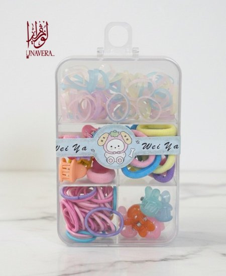 علبة توك وبكلات وأربطات شعر